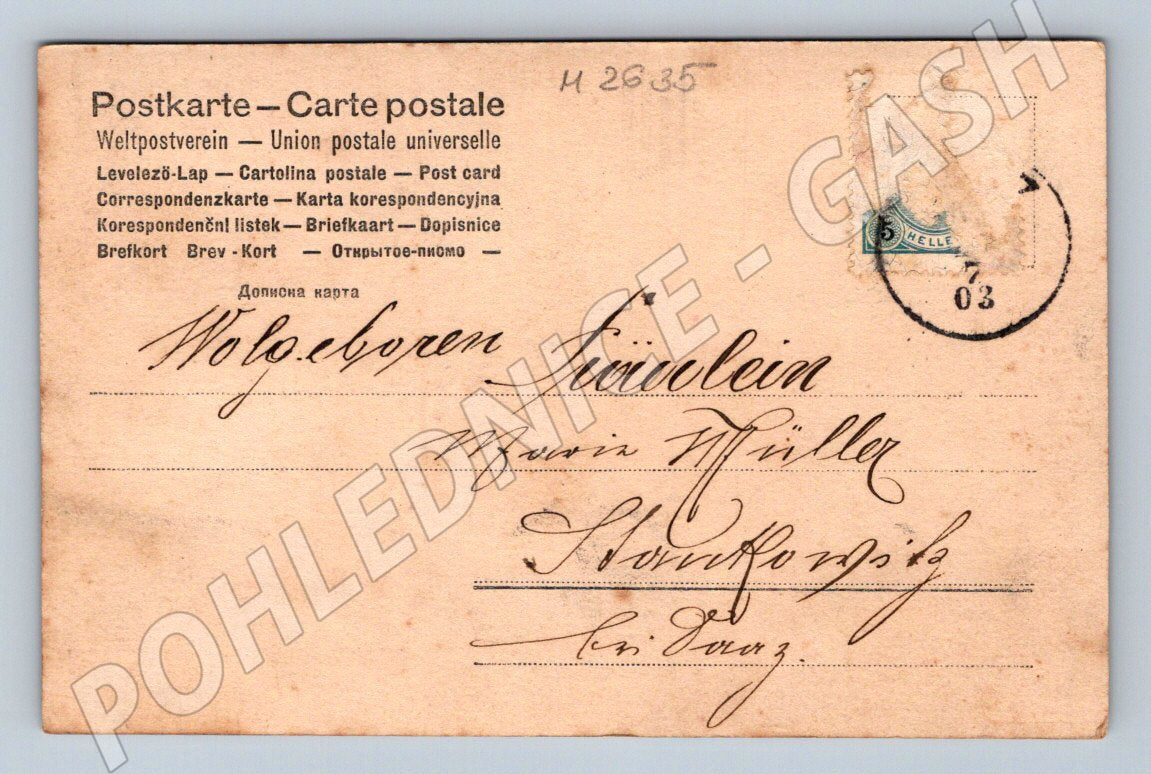 Postcard woman by the water colored 1903 (M2635)