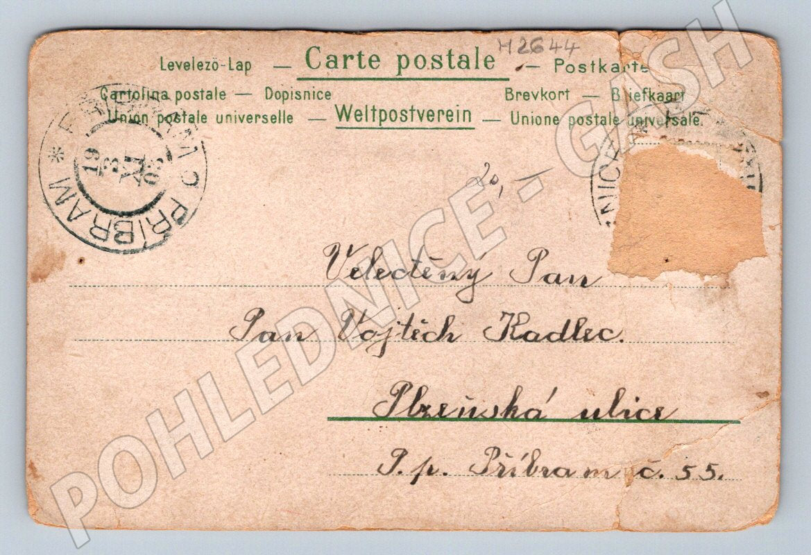 Postcard Příbram flower greeting card (M2644)