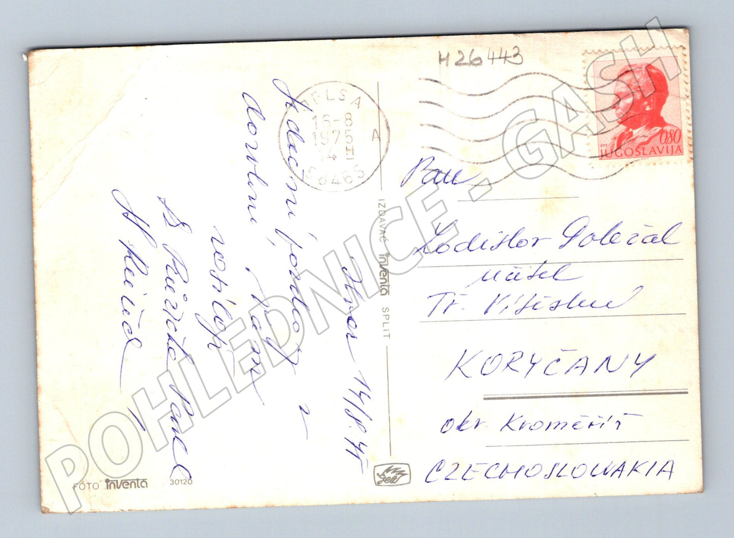 Pohlednice Chorvatsko Starigrad pobřeží se jachtou 1975 (M26443)