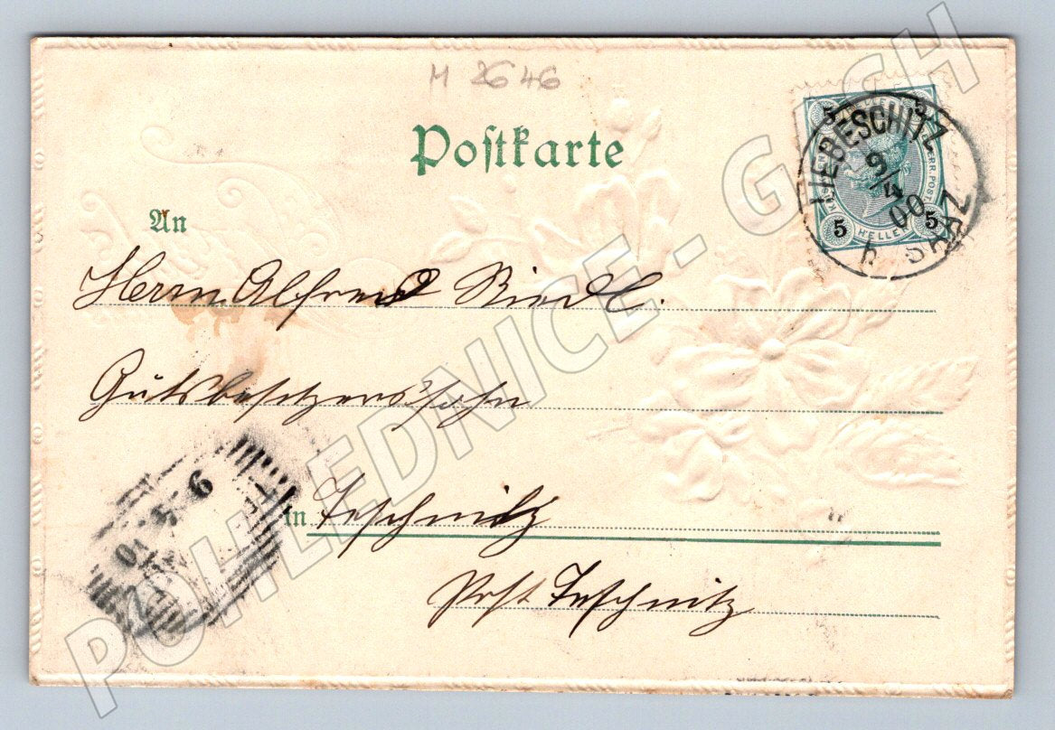 Postcard floral motif embossed 1900 (M2646)