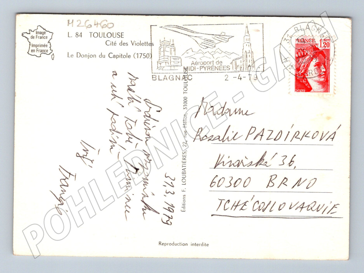 Pohlednice Francie Toulouse Donjon Capitole, fialky 1979 (M26460)