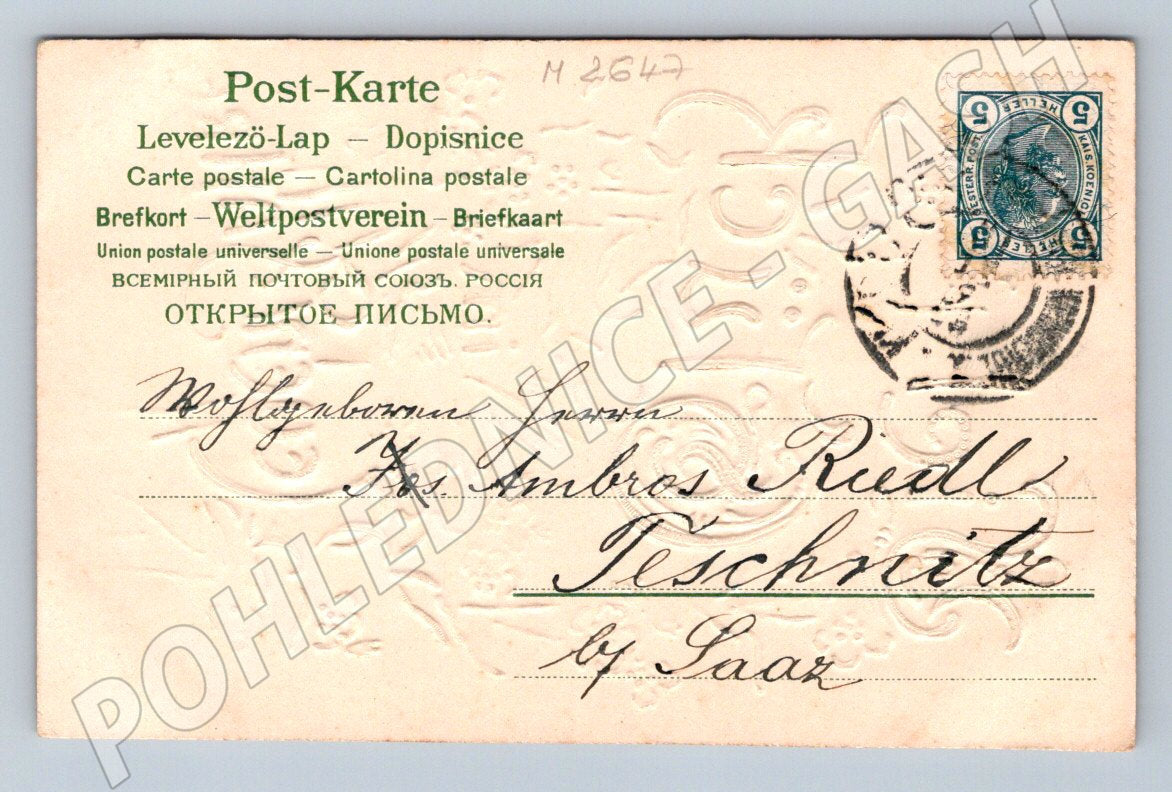 Postcard Viel Glück flowers (M2647)