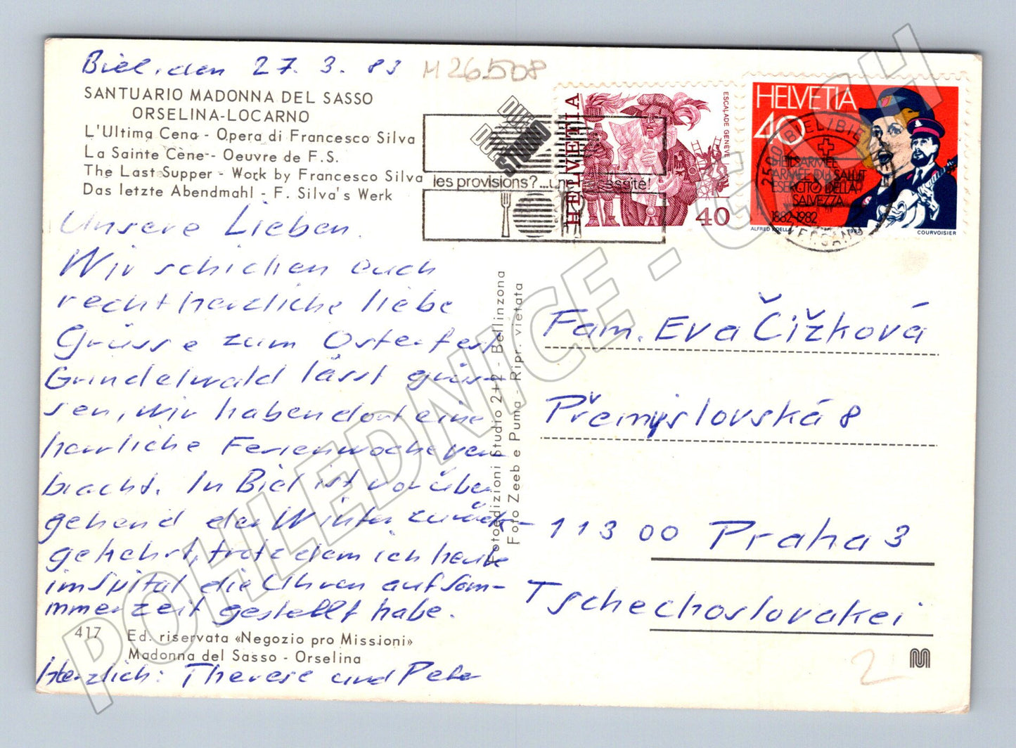 Pohlednice Švýcarsko Poslední večeře 1983 (M26508)