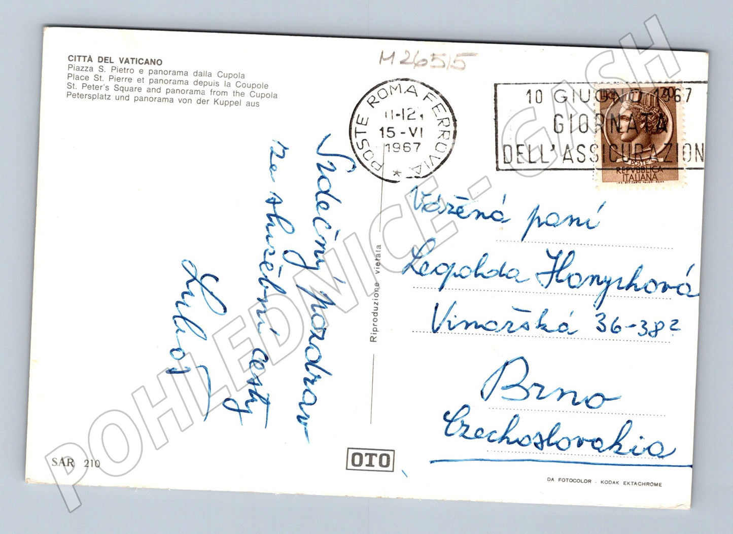 Pohlednice Vatikán náměstí sv. Petra 1967 (M26515)