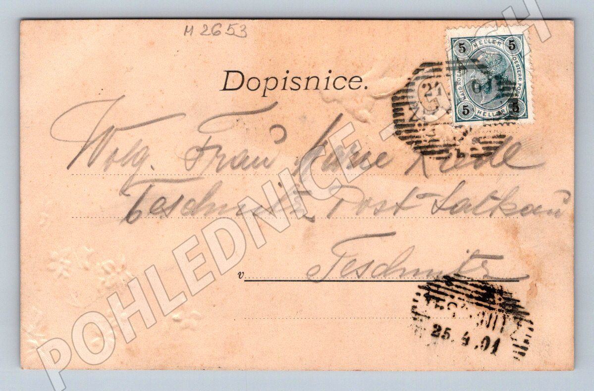 Postcard floral motif 1901 Czech Republic (M2653)