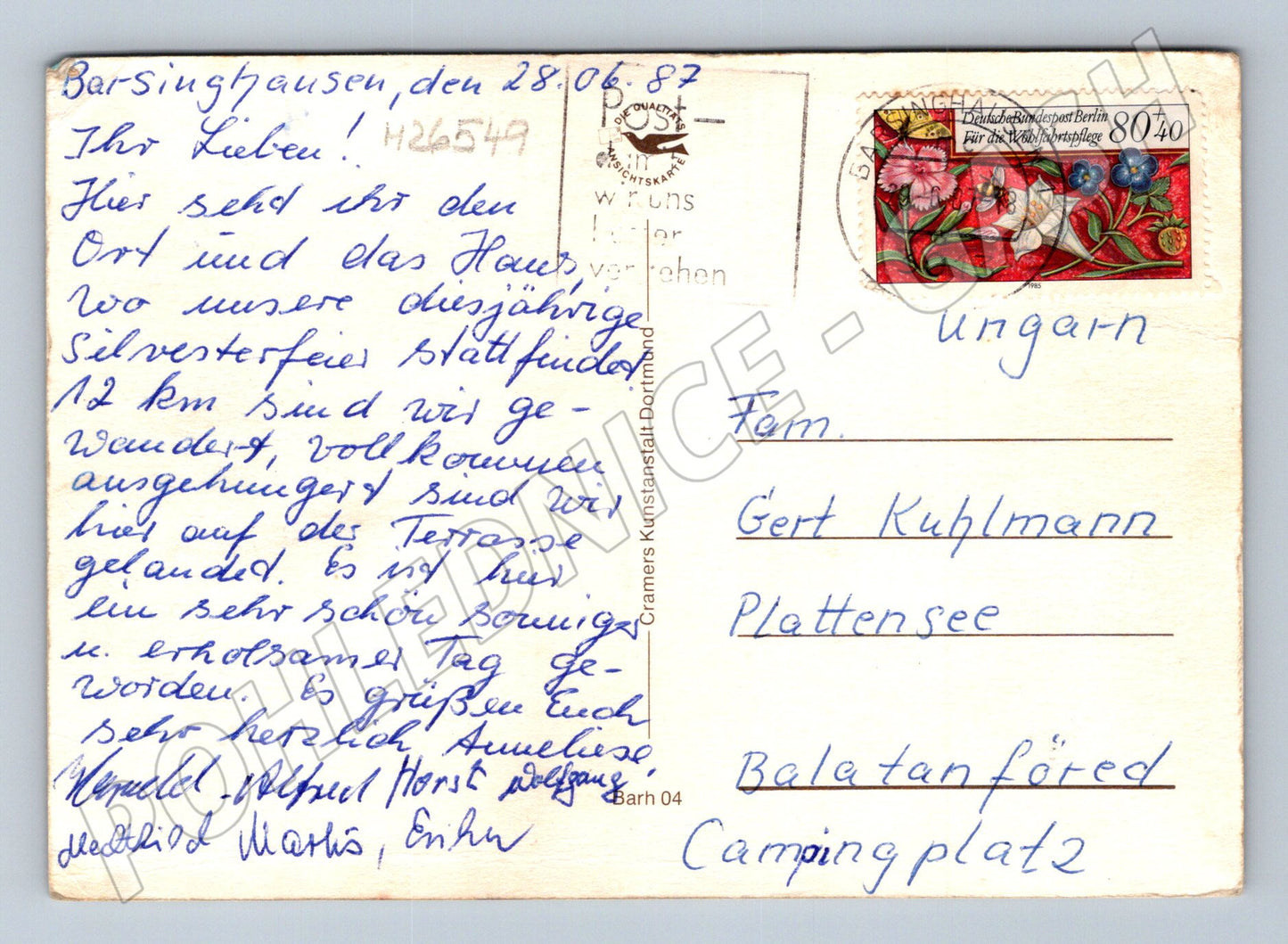 Pohlednice Německo Barsinghausen sportovní areál 1987 (M26549)