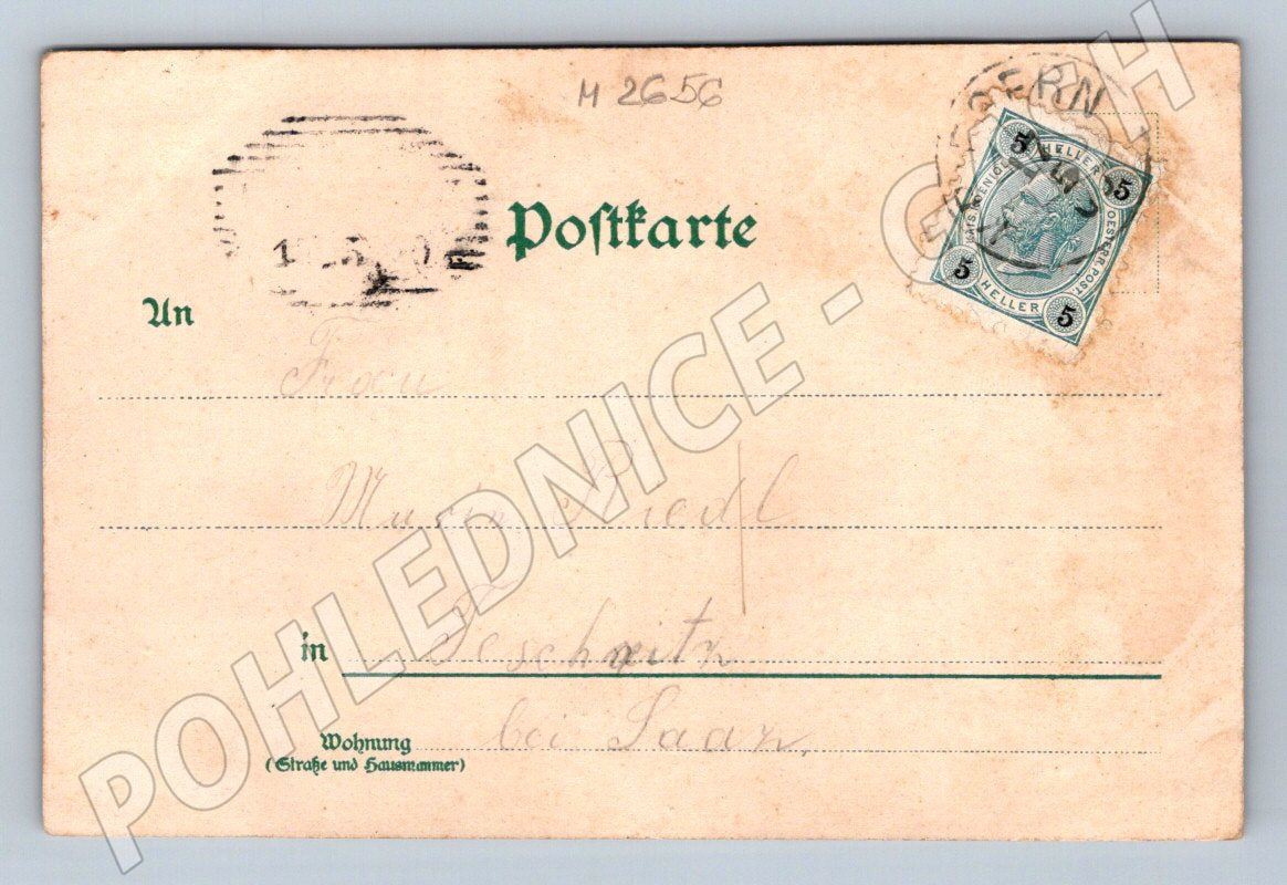 Postcard angel and flowers German text (M2656)