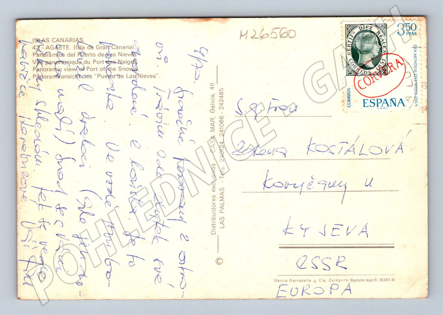 Pohlednice Španělsko Agaete Puerto de las Nieves 1969 (M26560)