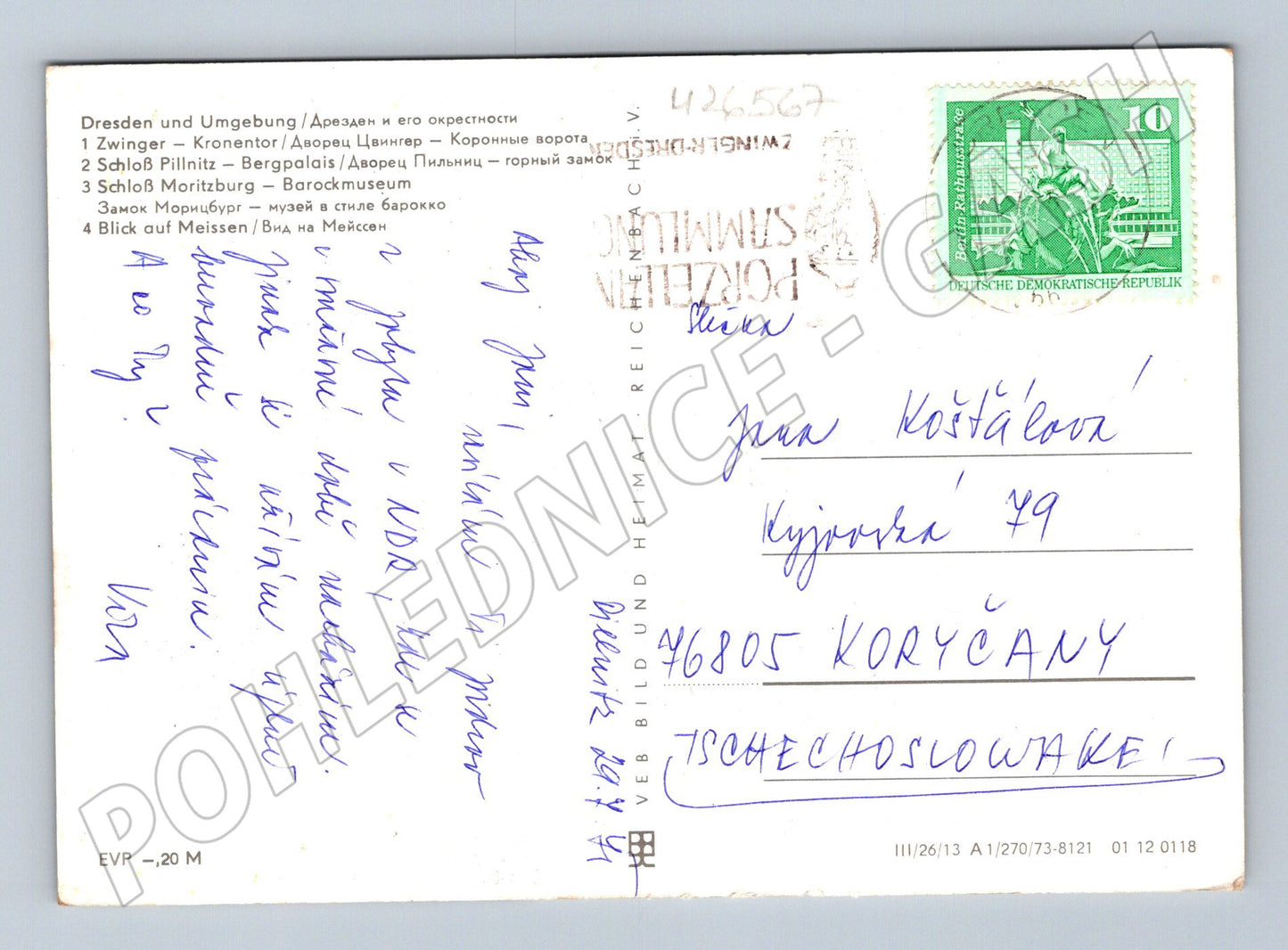 Pohlednice Německo Drážďany a okolí koláž cca 1970 (M26567)