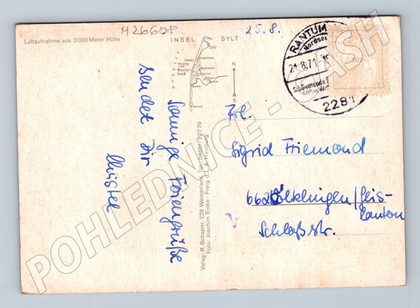 Pohlednice Německo ostrov Sylt letecký pohled 1971 (M26608)
