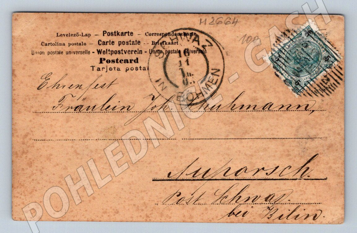 Postcard of a girl in folk costumes, colored (M2664)