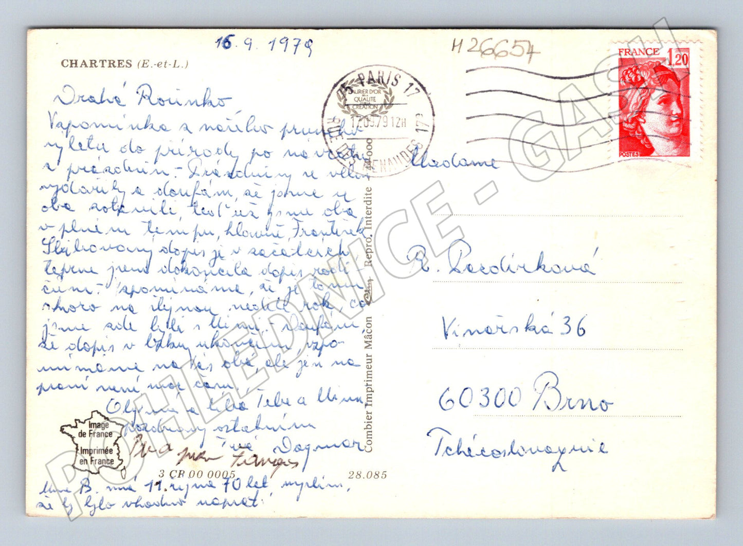 Pohlednice Francie Chartres katedrála 1979 (M26654)
