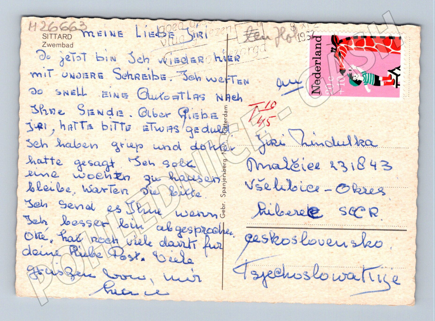 Pohlednice Holandsko Sittard koupaliště 1953 (M26663)