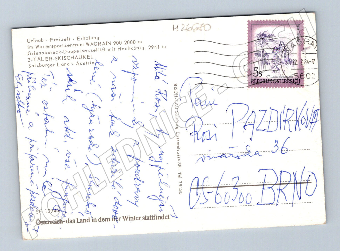 Pohlednice Rakousko Wagrain lyžařský vlek 1981 (M26680)