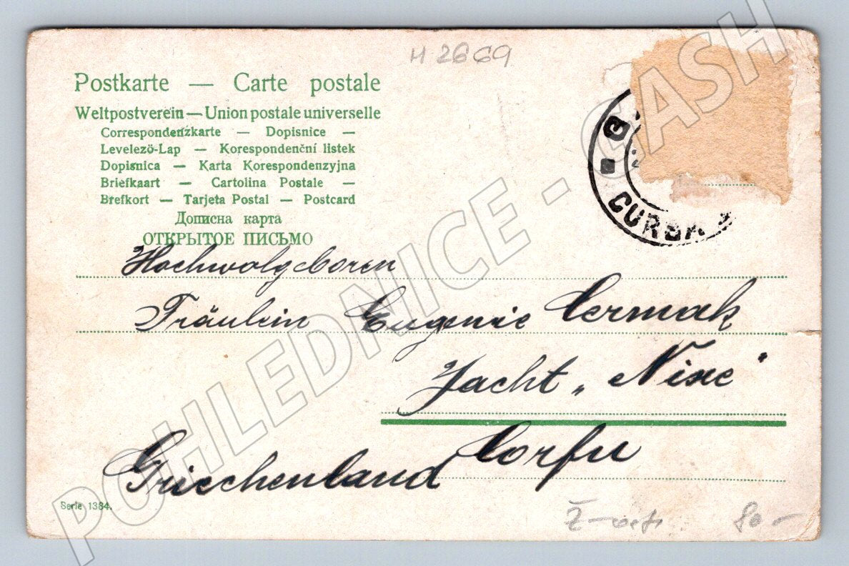 Pohlednice romantická scéna v parku 1905 (M2669)