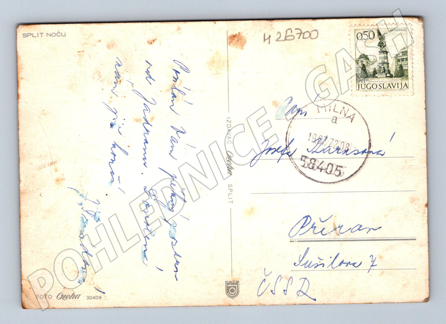 Pohlednice Chorvatsko Split noc 1972 (M26700)