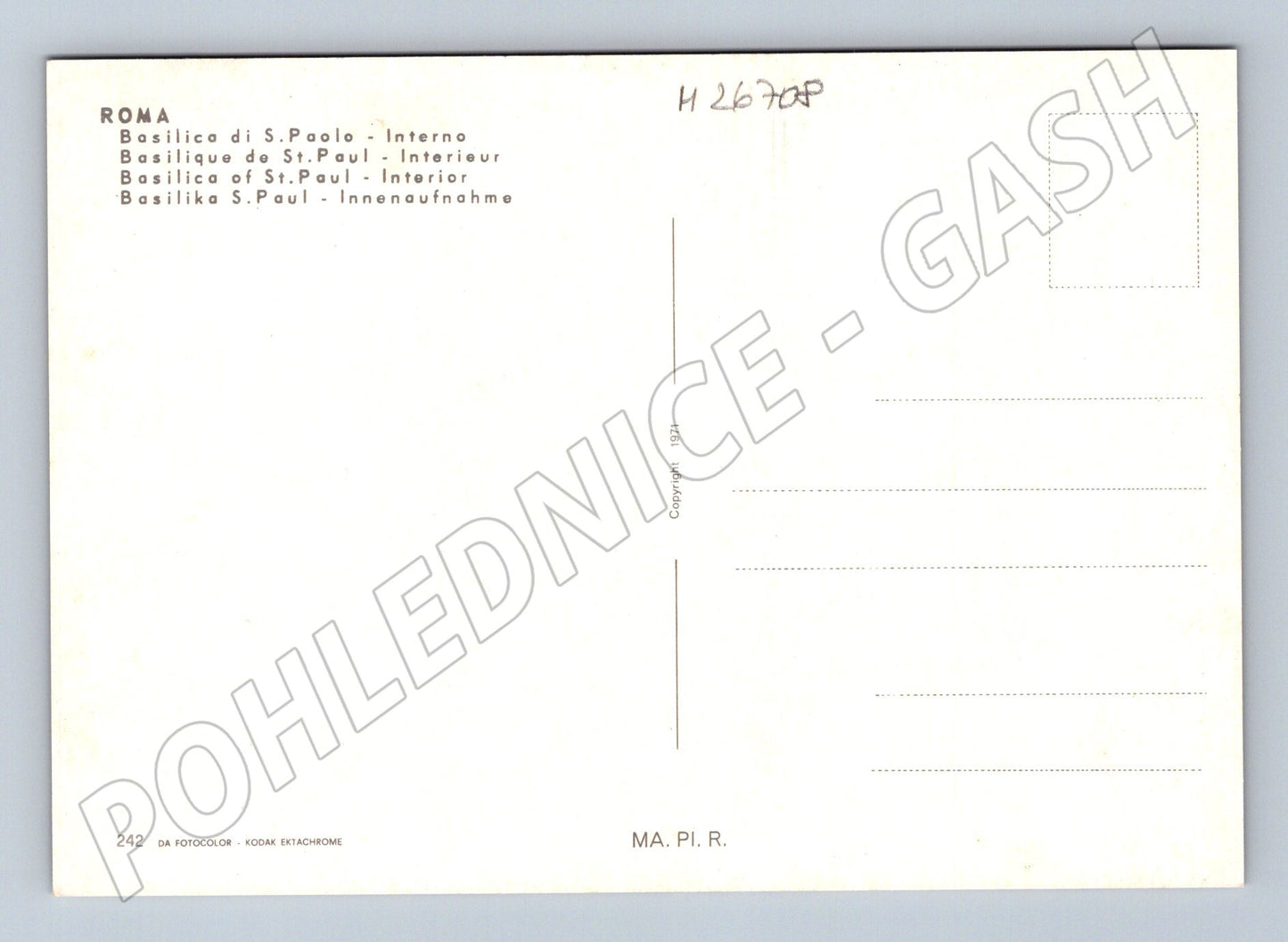 Pohlednice Itálie Řím Bazilika sv. Pavla 1971 (M26708)