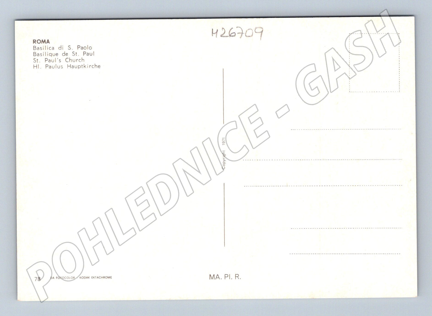 Pohlednice Itálie Řím bazilika sv. Pavla 1971 (M26709)