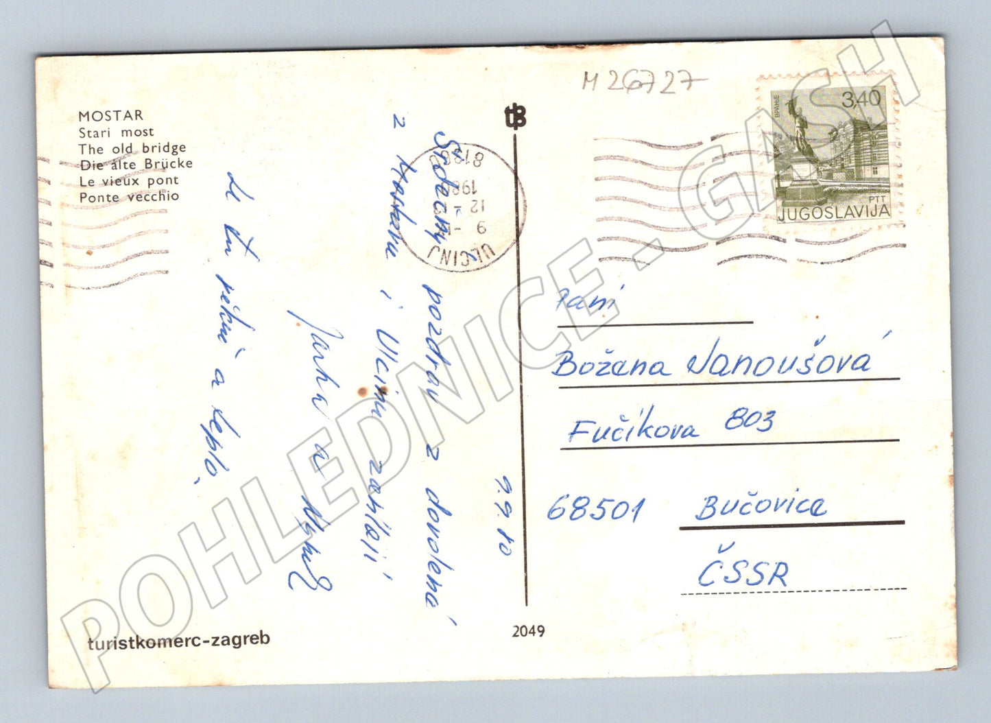Pohlednice Bosna a Hercegovina Mostar Stari Most 1970 (M26727)