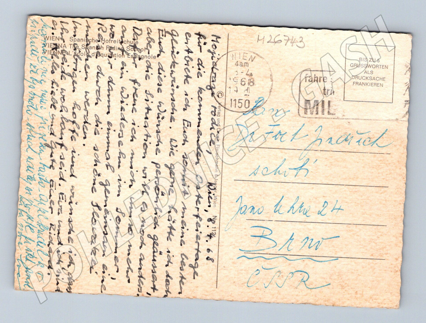 Pohlednice Rakousko Vídeň Španělská jezdecká škola 1968 (M26743)
