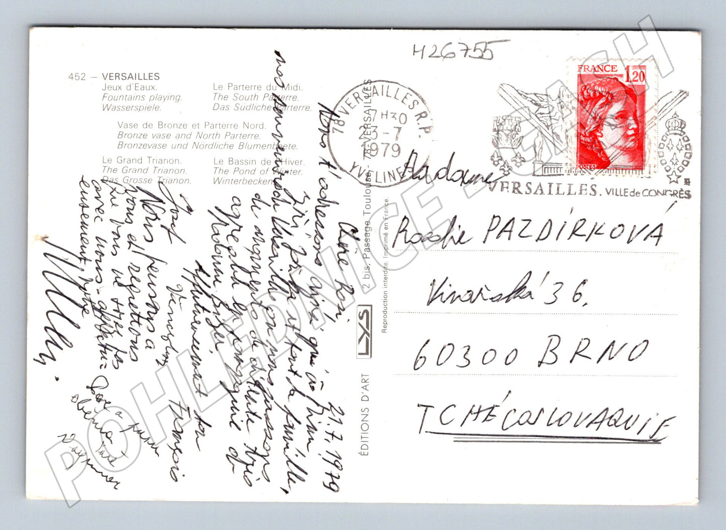 Pohlednice Francie Versailles zámek zahrady 1979 (M26755)