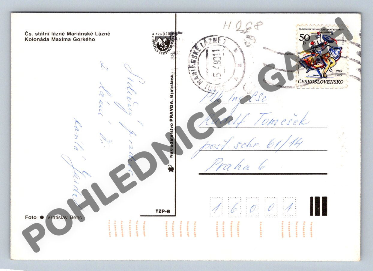 Pohlednice Mariánské Lázně – historická pohlednice, kolonáda (M268)