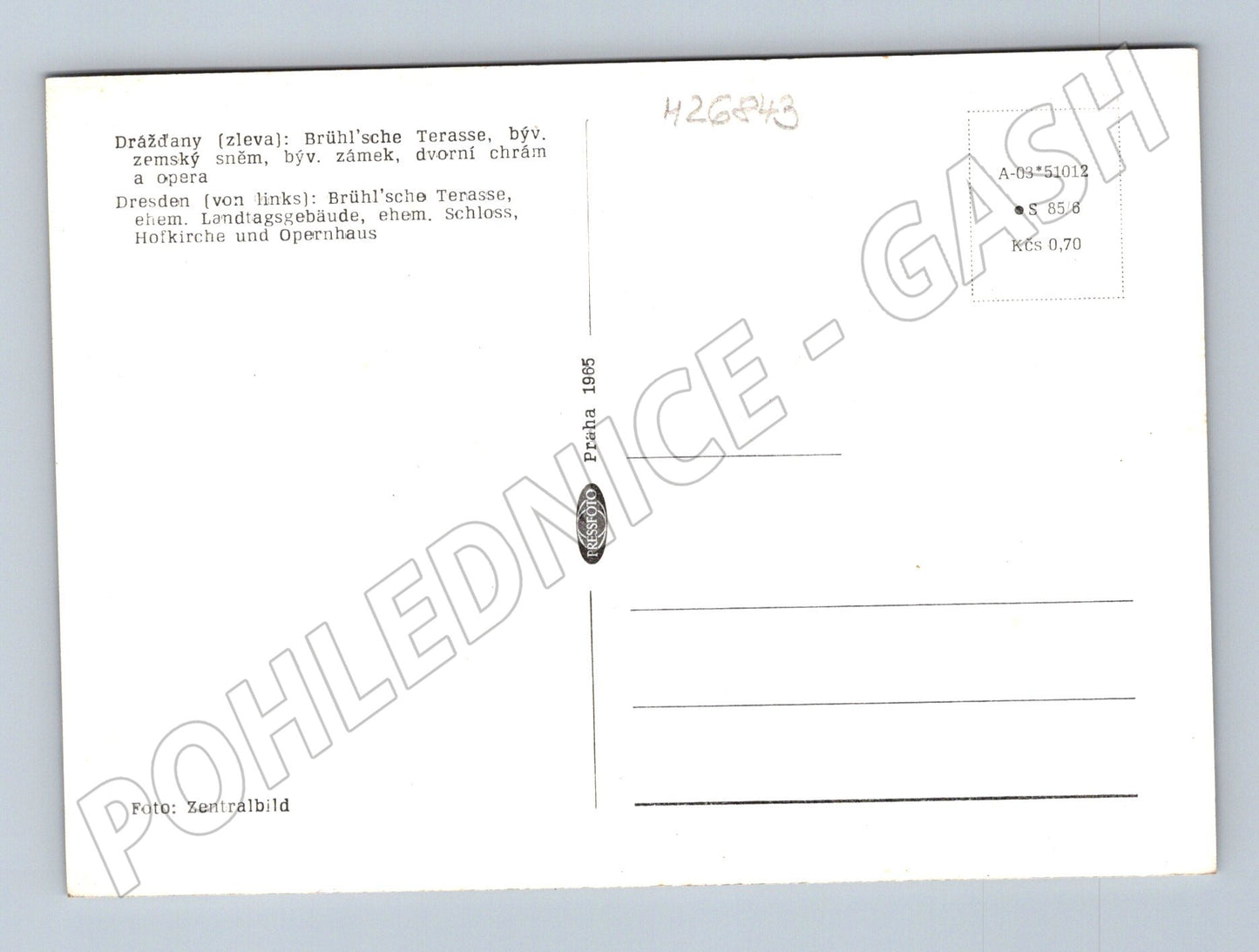 Pohlednice Německo Drážďany Hofkirche Labe 1965 (M26843)