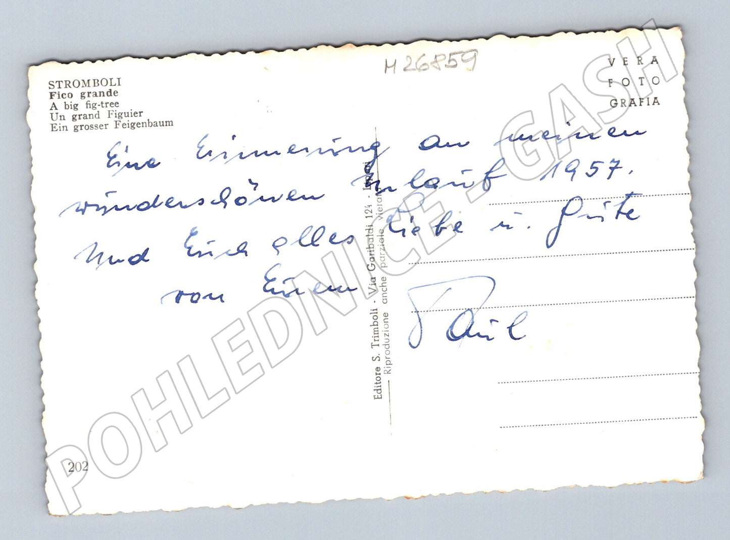 Pohlednice Itálie Stromboli pláž s loděmi 1957 (M26859)