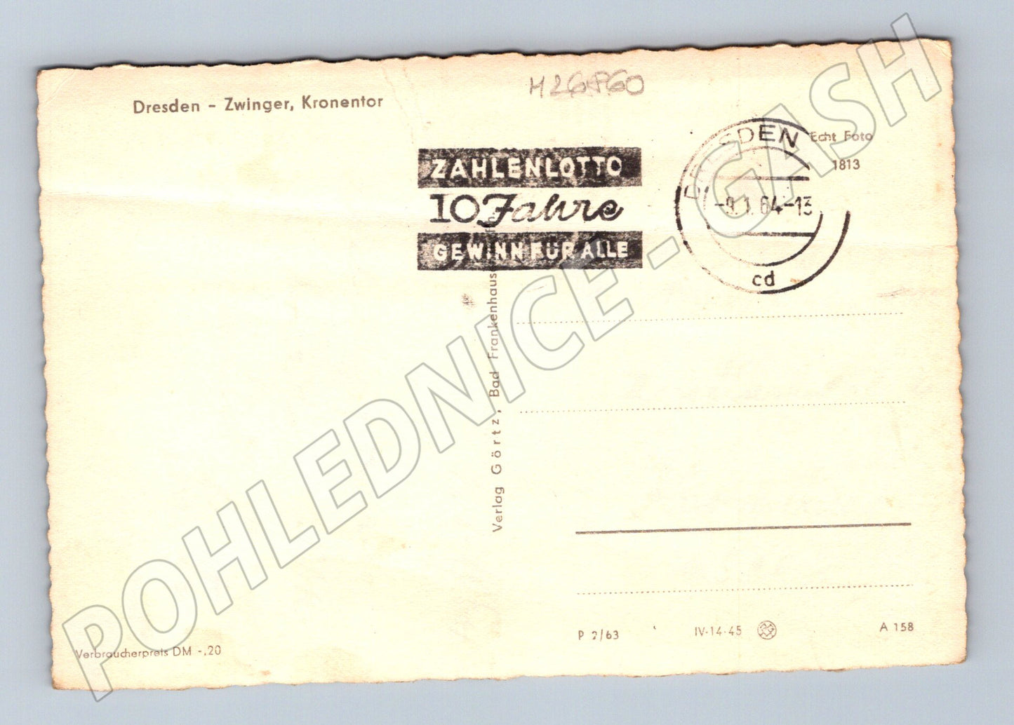 Pohlednice Německo Drážďany Zwinger Kronentor 1964 (M26860)