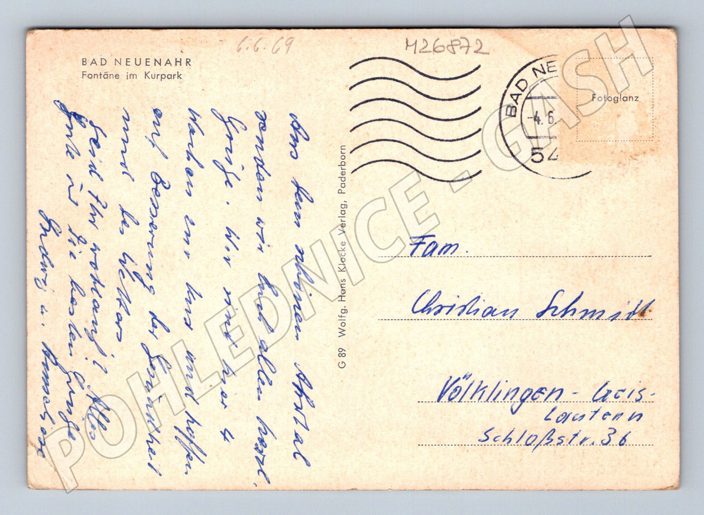 Německo Bad Neuenahr fontána v lázeňském parku 1969 (M26872)