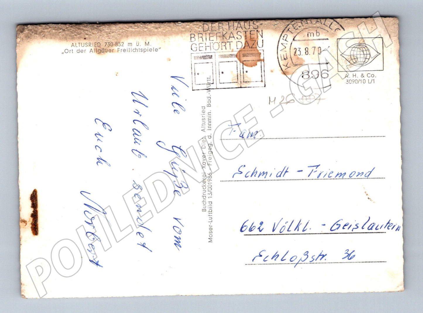 Pohlednice Německo Altusried pláž moderní budova 1970 (M26887)