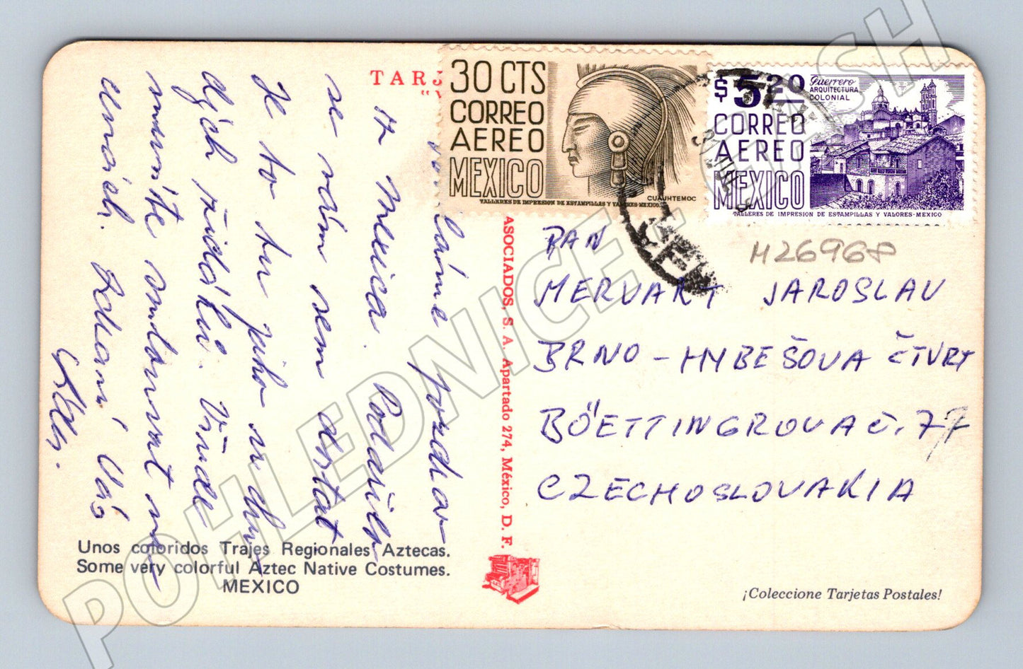 Pohlednice Mexiko tanečnice v aztéckých kostýmech (M26968)
