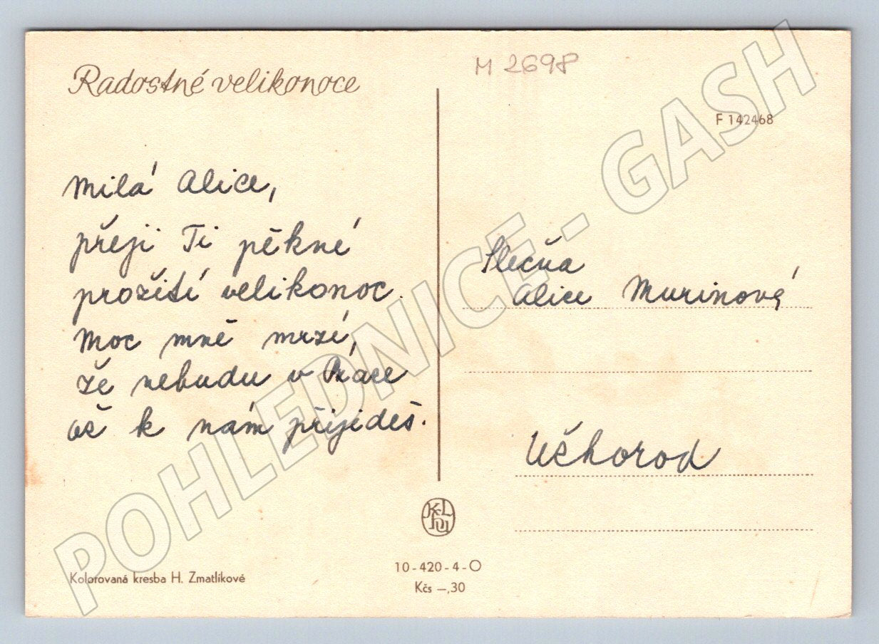 Postcard H. Zmatlíková Easter drawing (M2698)
