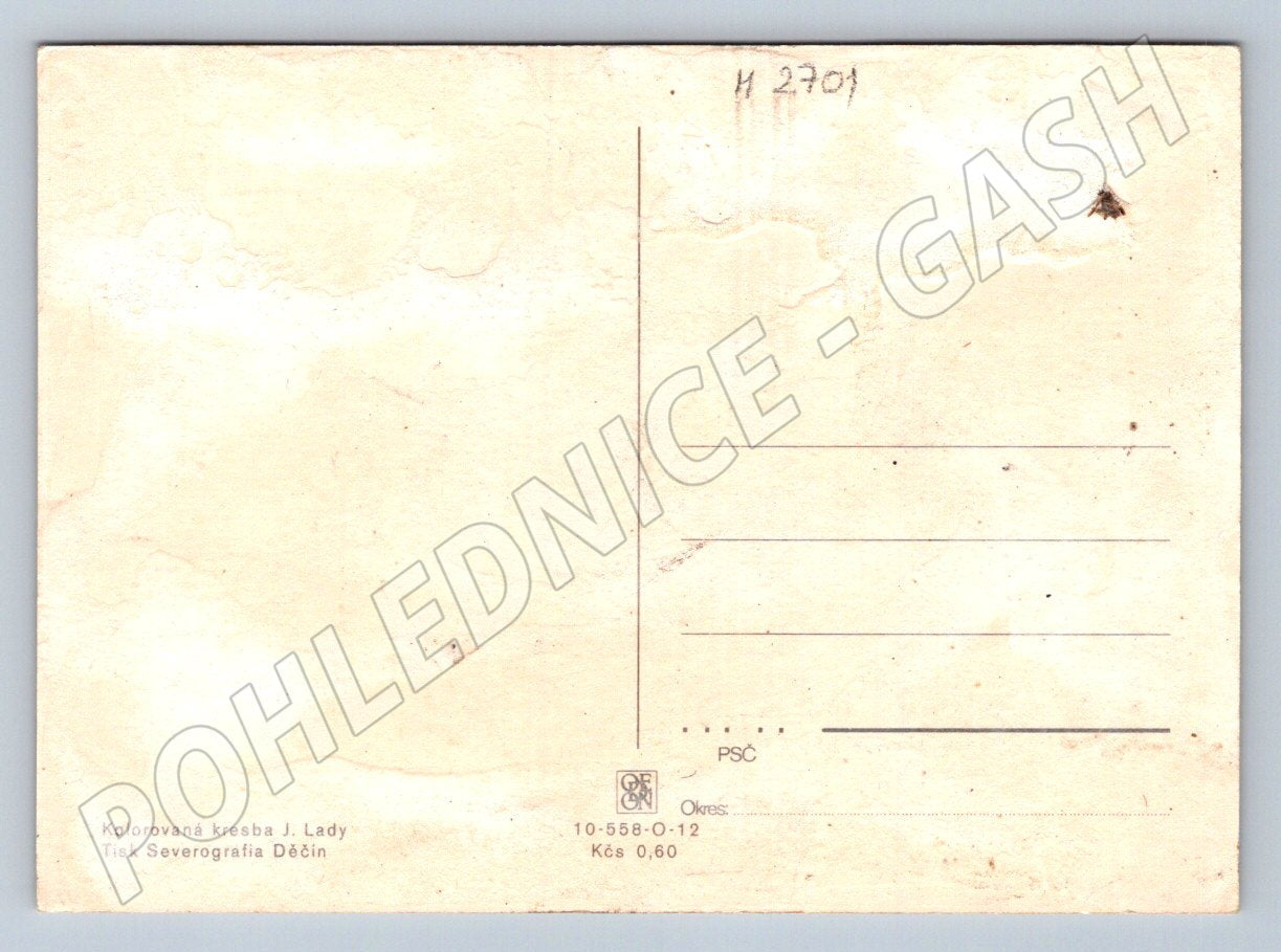 Postcard J. Lada Village Scene (M2701)