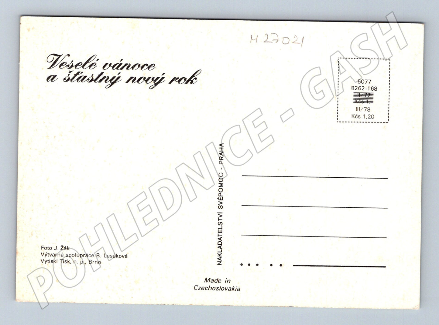 Pohlednice Československo Vánoce Nový rok hodiny 1978 (M27021)
