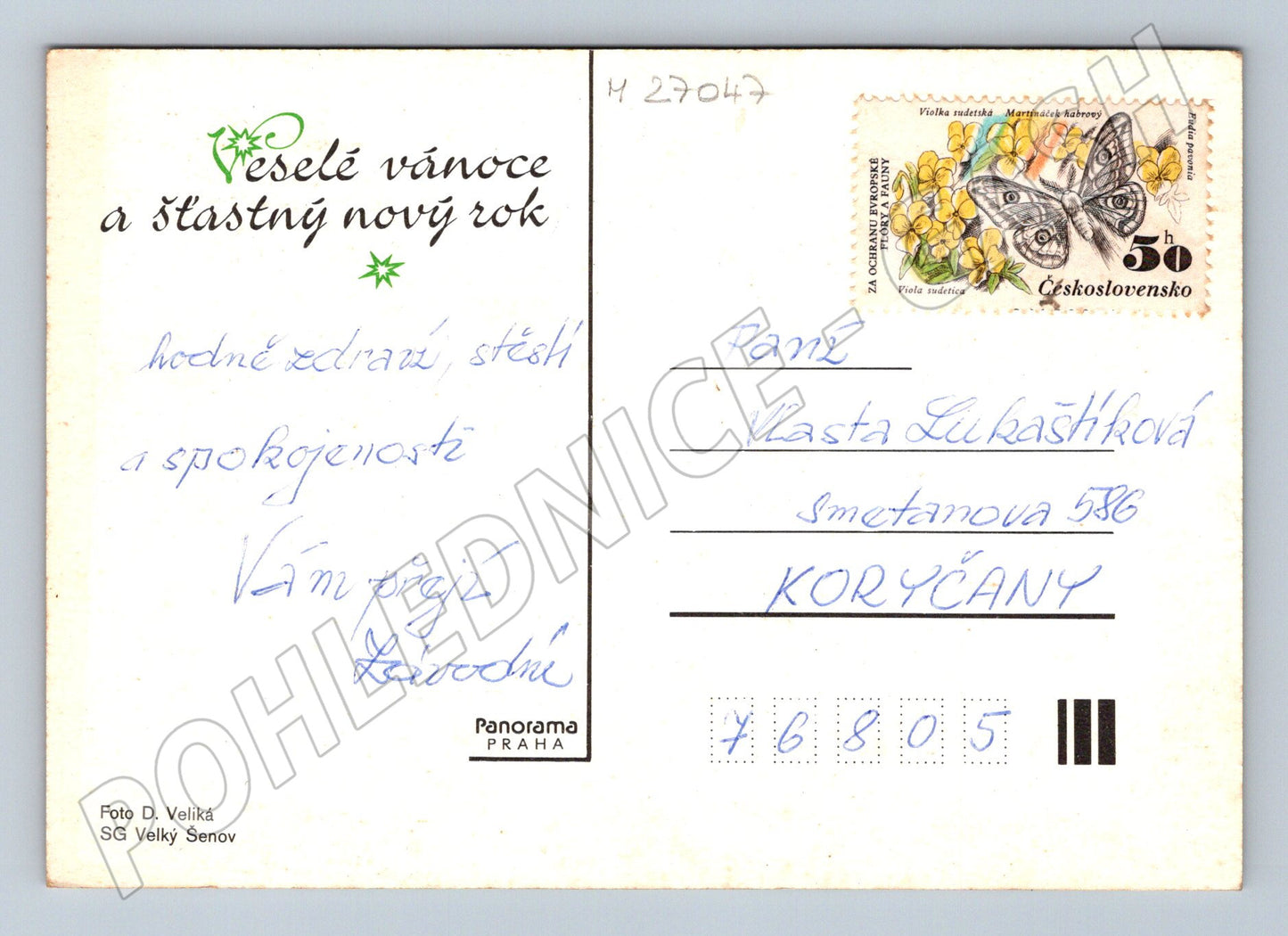 Pohlednice Vánoční motiv svíčka a šišky (M27047)
