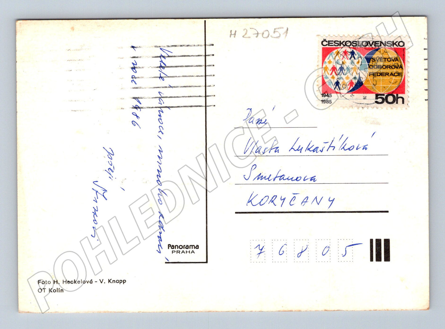 Pohlednice Vánoční svíčka a jehličí 1986 (M27051)