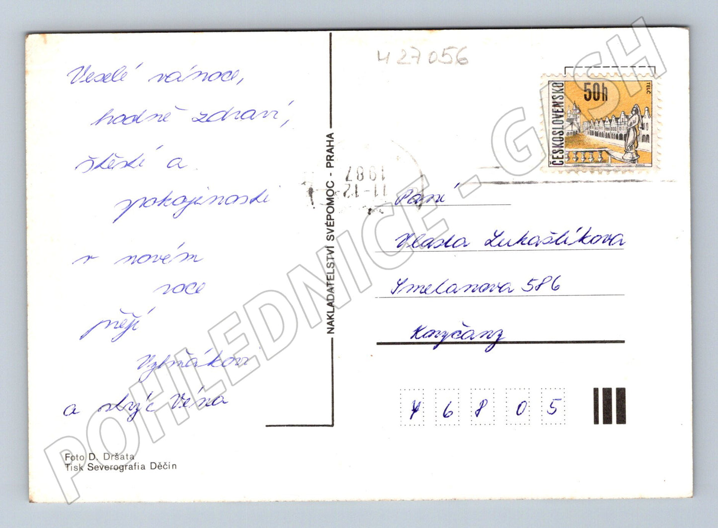 Pohlednice Vánoční zátiší ořechy a jablko (M27056)