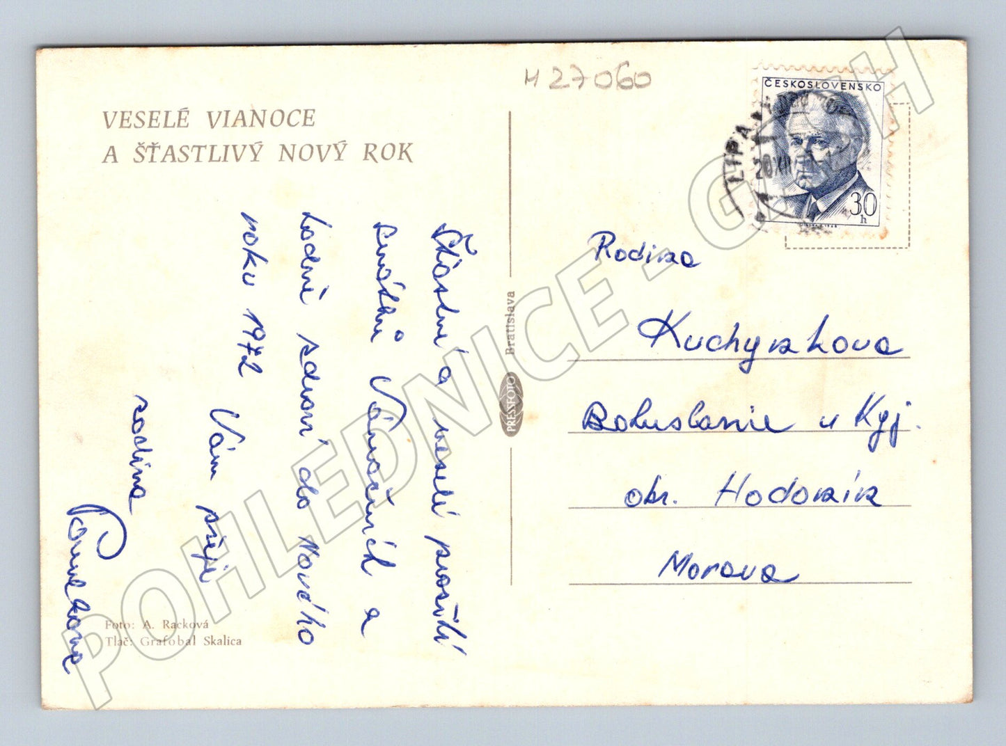 Pohlednice Vánoční zátiší svíčky dárky 1972 (M27060)