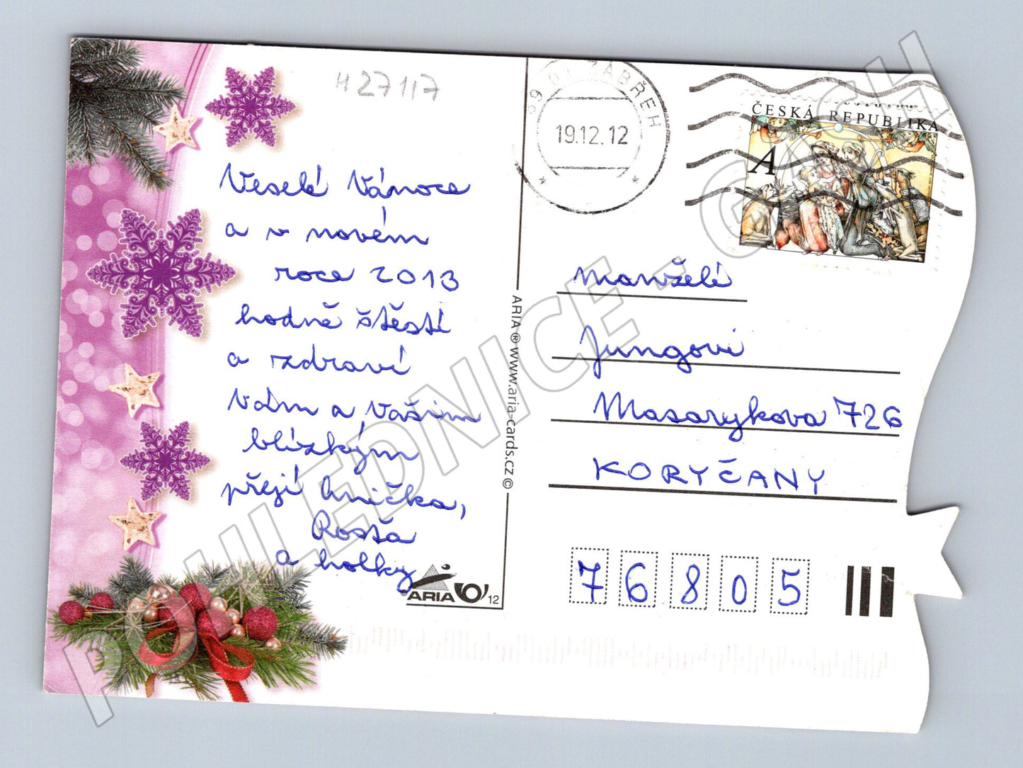 Pohlednice Vánoční motiv 2012 (M27117)