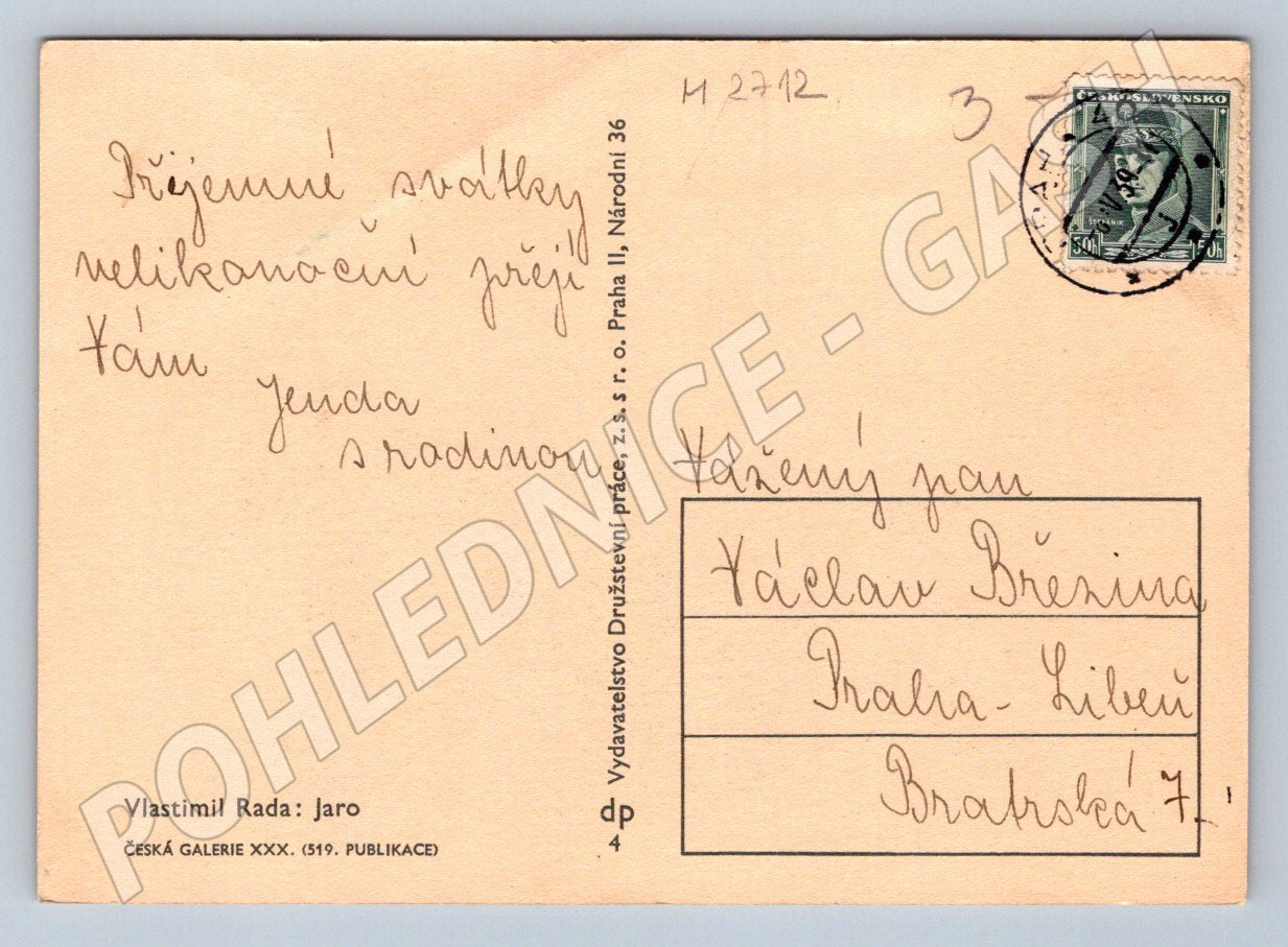 Postcard Vlastimil Rada Easter Spring (M2712)