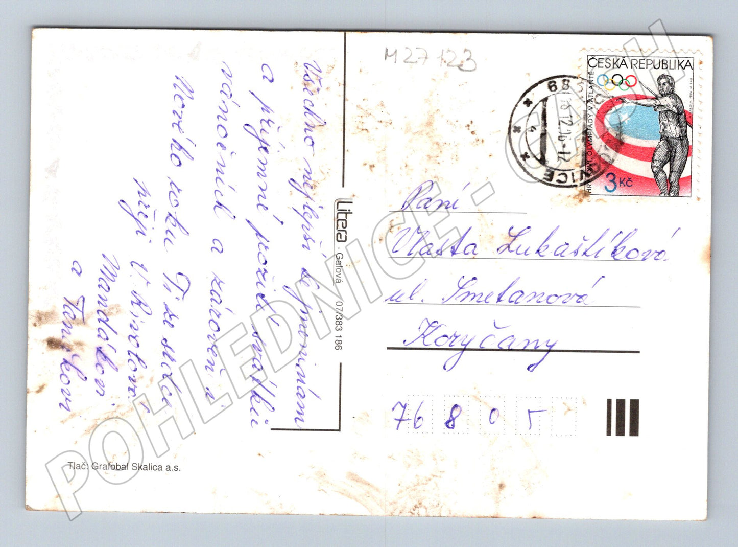 Pohlednice Vánoční motiv okno svíčky 1982 (M27123)