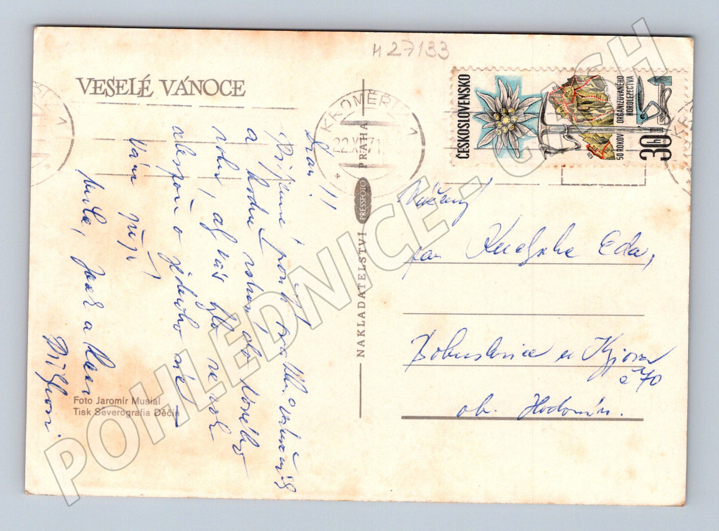 Pohlednice Vánoční svíčky ozdoby 1971 (M27133)