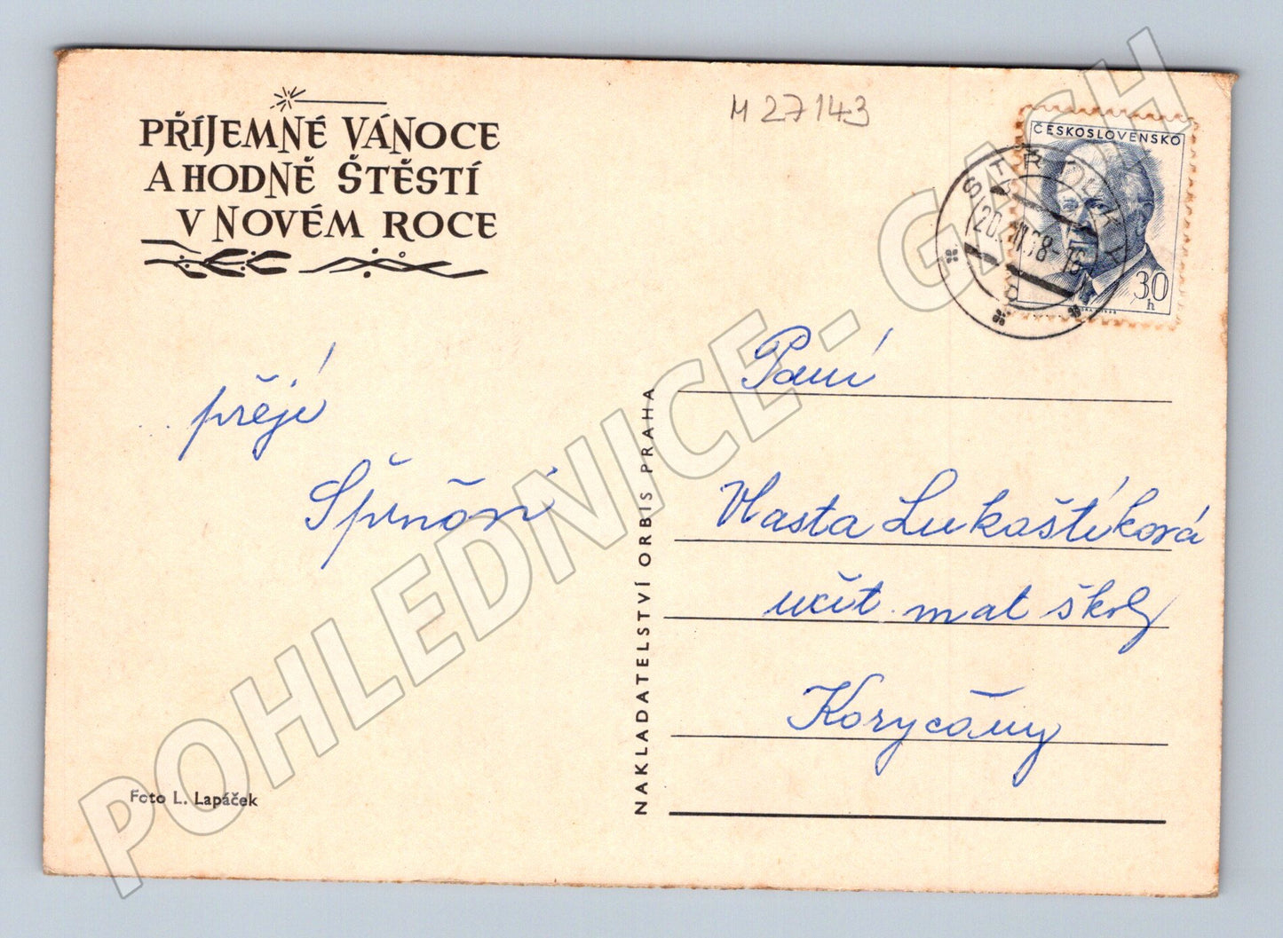 Pohlednice Vánoční ozdoby jmelí 1948 (M27143)
