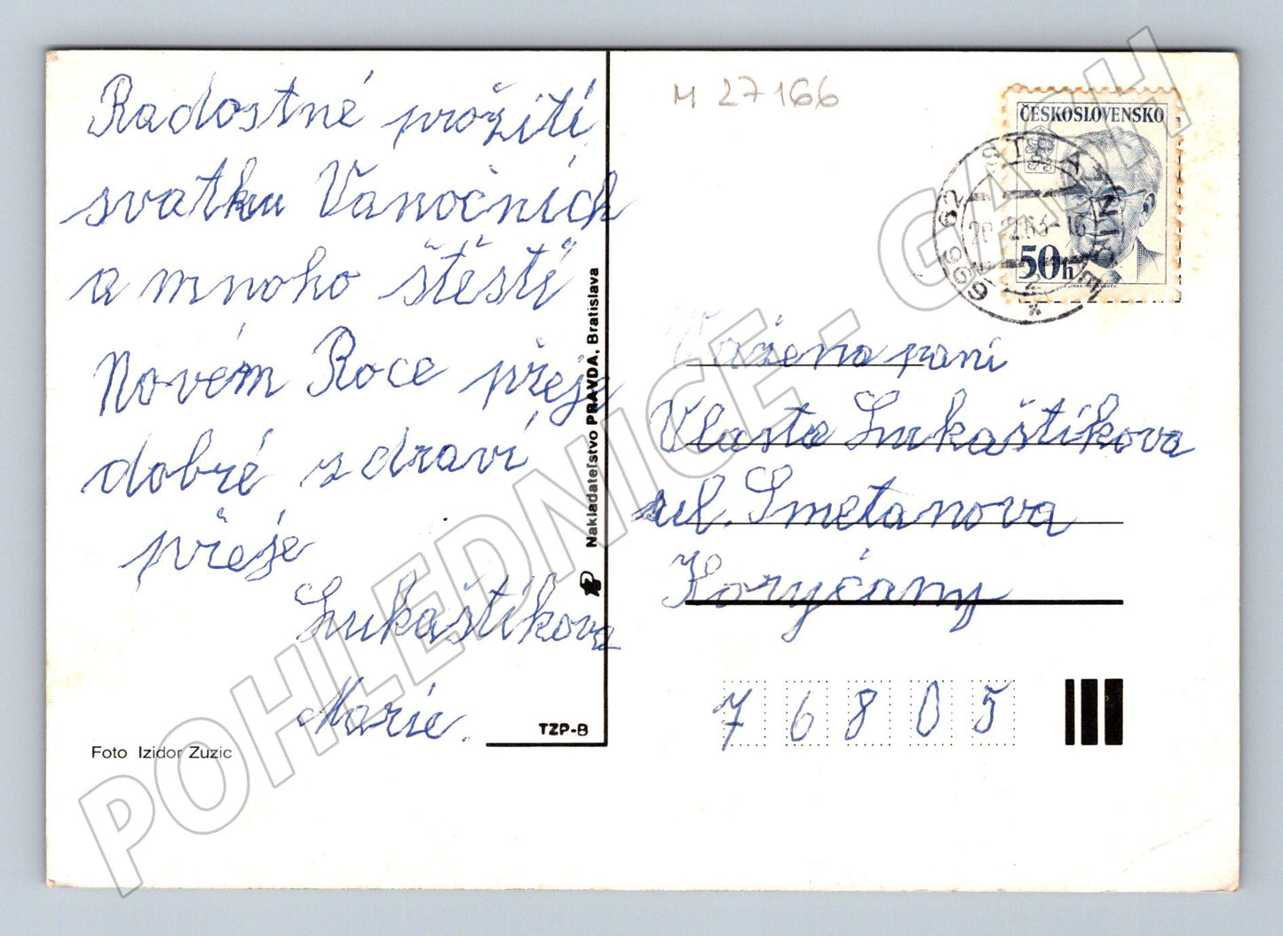 Pohlednice Československo Vánoční zvonky a svíčka 1965 (M27166)