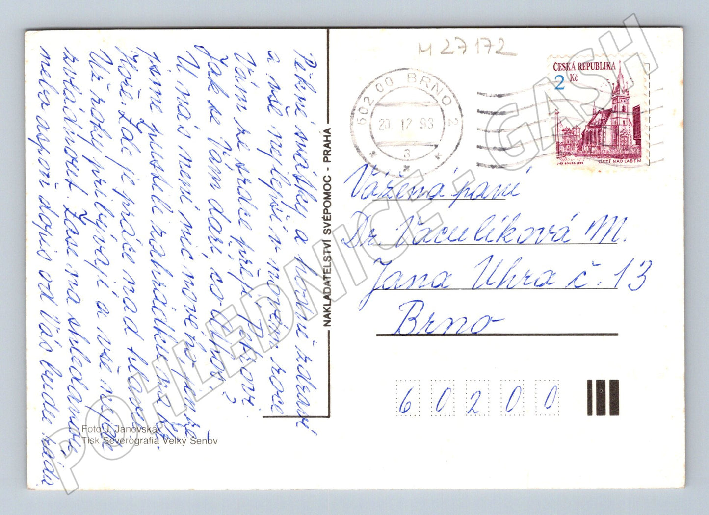 Pohlednice Vánoční aranžmá 1993 (M27172)