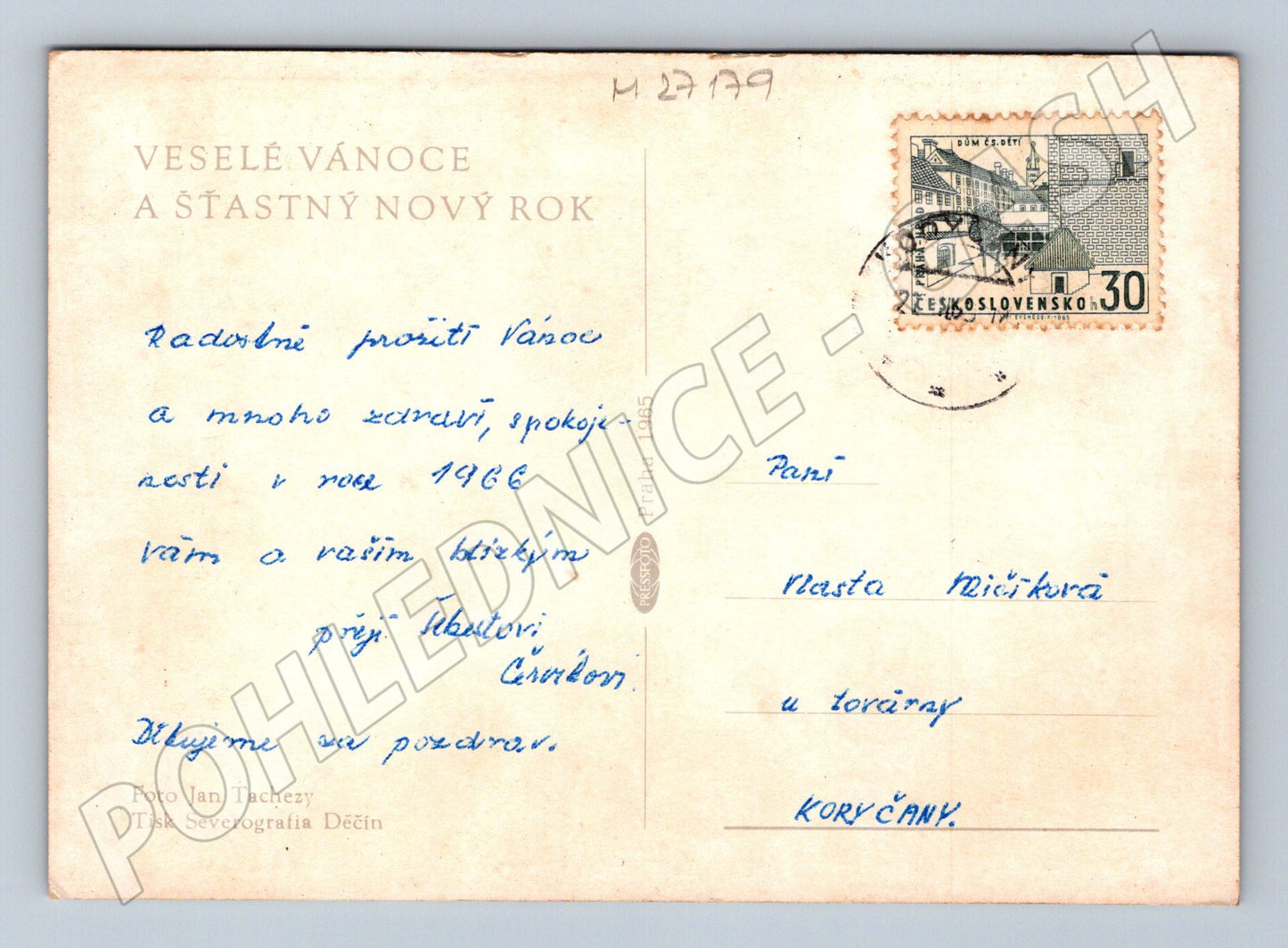 Pohlednice Vánoční stromeček prskavka 1965 (M27179)