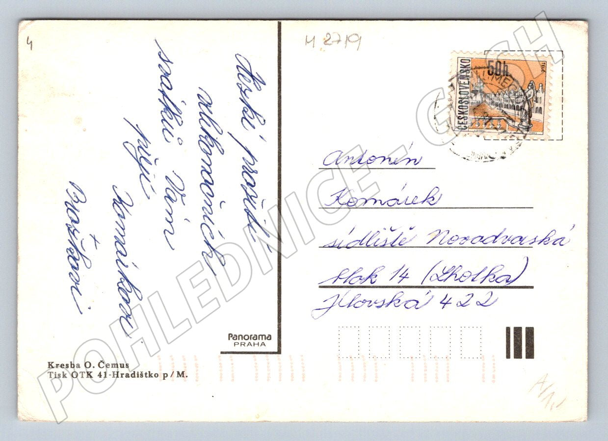 Pohlednice dívka krmí kačátka O Čemus ČSR (M2719)