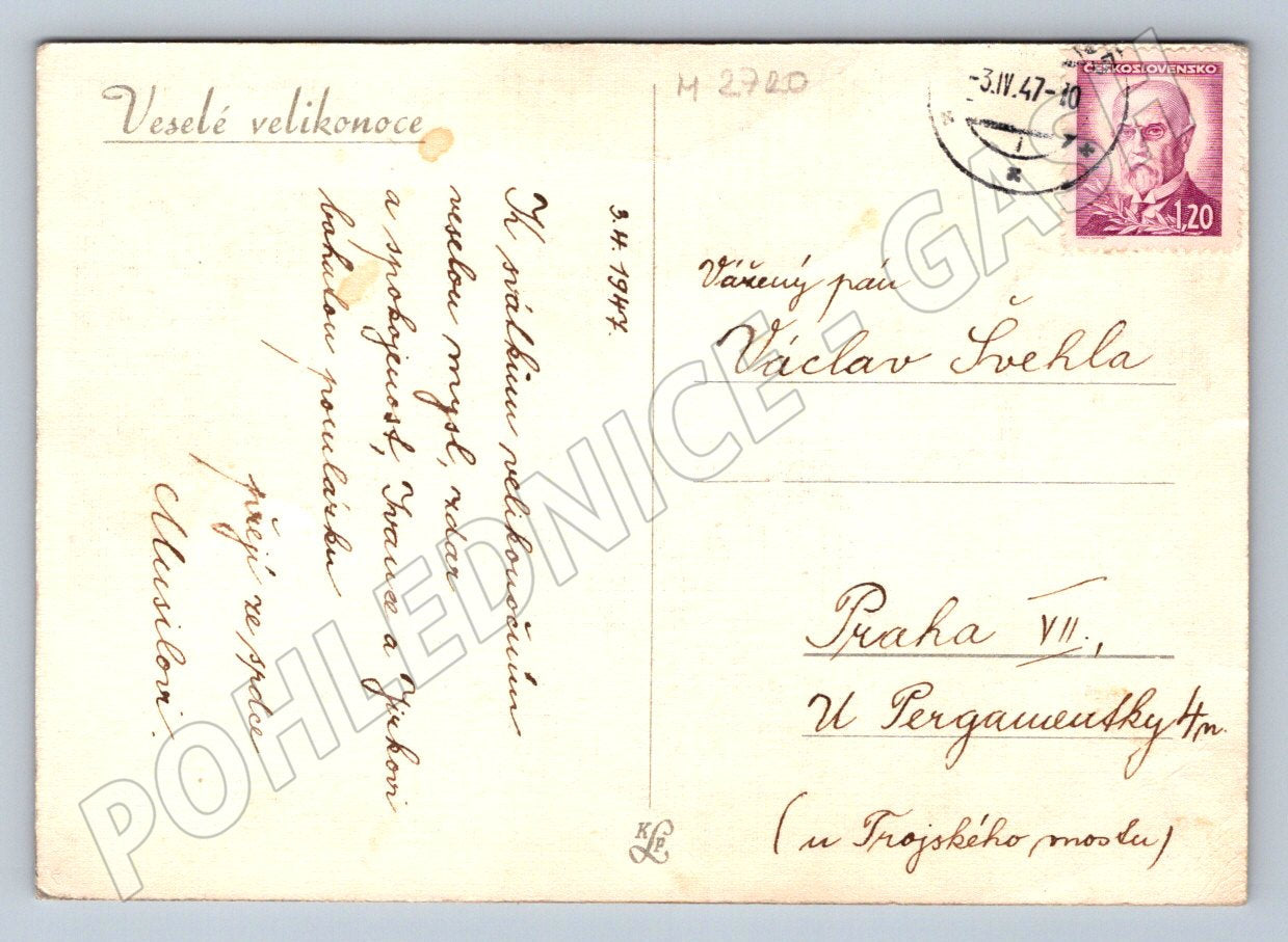 Pohlednice děti a velikonoční vajíčka 1947 (M2720)