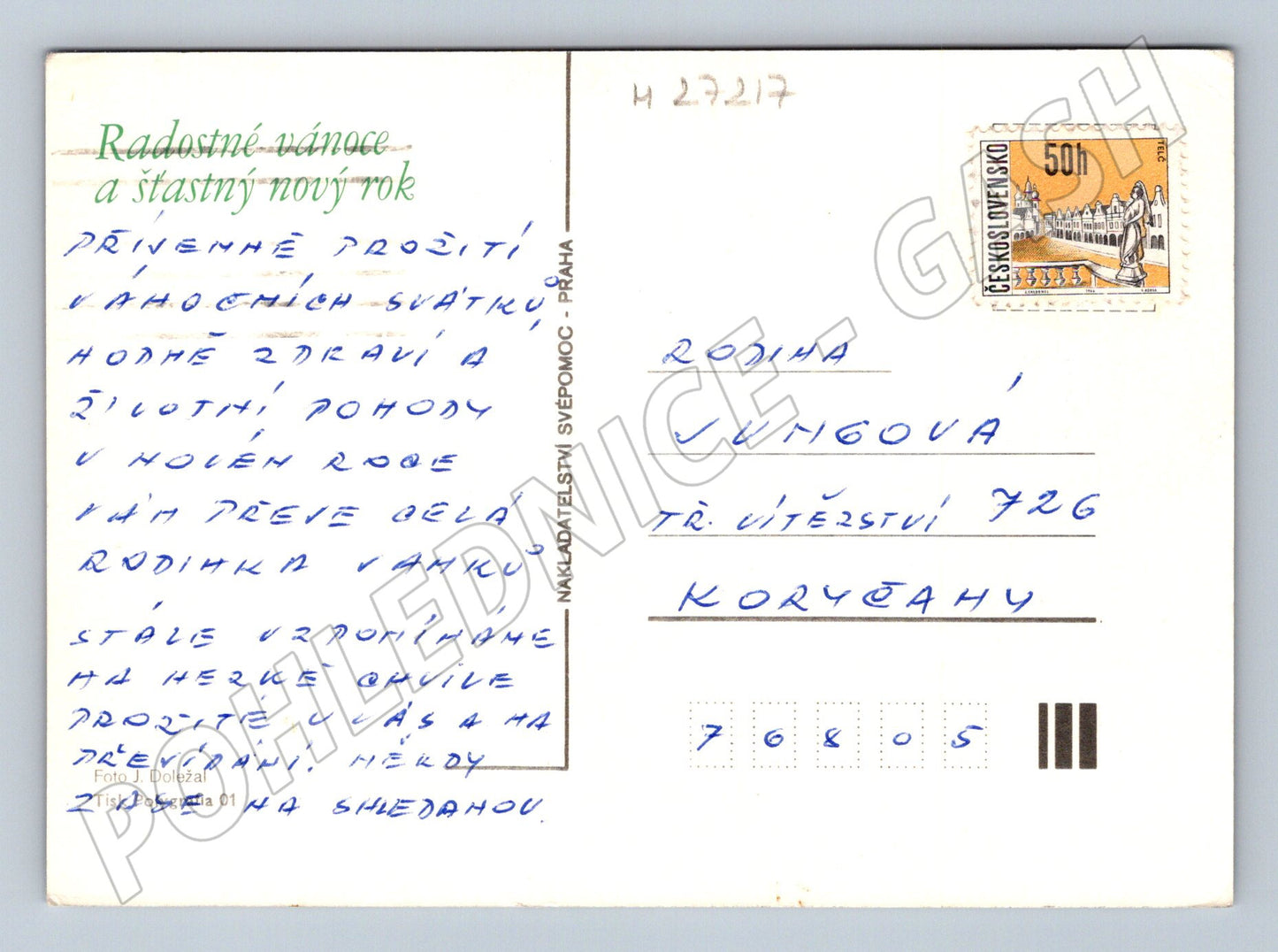 Pohlednice Vánoční zátiší s hodinami a svíčkou (M27217)